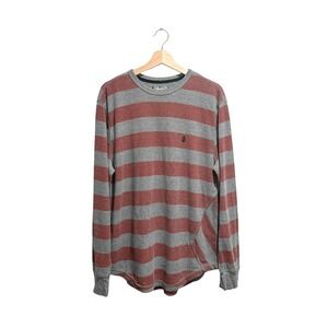 Y2K Volcom Striped Waffle Knit Thermal Long Sleeve Shirt Size XL